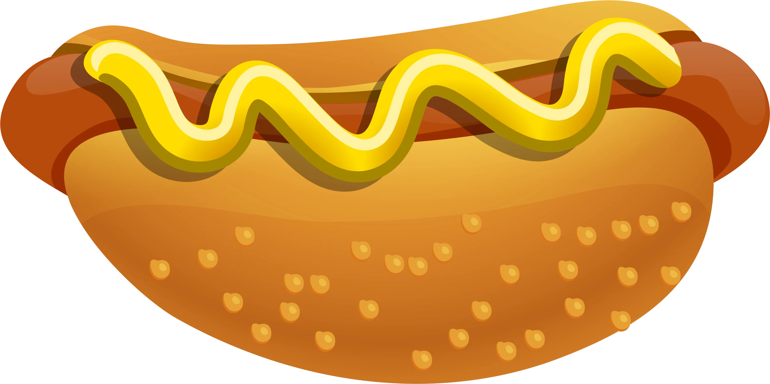 Classic American-Style Hot Dog Clipart with Mustard Zigzag Design