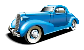 Classic Blue 1930s Vintage Automobile Clipart Illustration with Smooth Curves