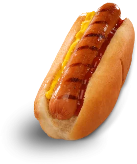 Classic Grilled Hot Dog Clipart with Mustard on Soft Bun Illustration