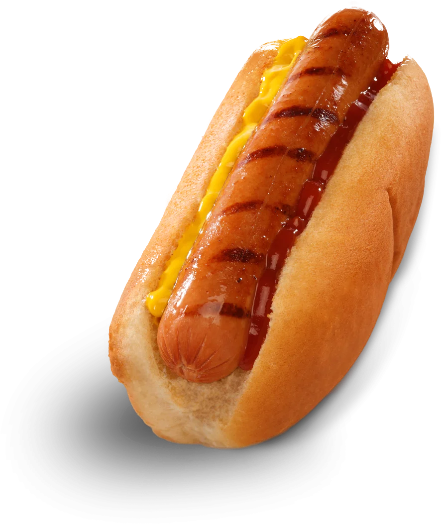 Classic Grilled Hot Dog Clipart with Mustard on Soft Bun Illustration