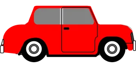 Classic Red Vintage Car Side View Cartoon Style Clipart Illustration