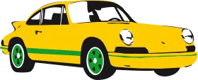 Classic Sports Car Clipart: Bold Yellow and Green Vintage Racing Automobile