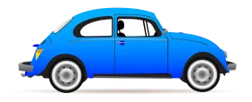 Classic Volkswagen Beetle Blue Vintage Automotive Clipart Illustration