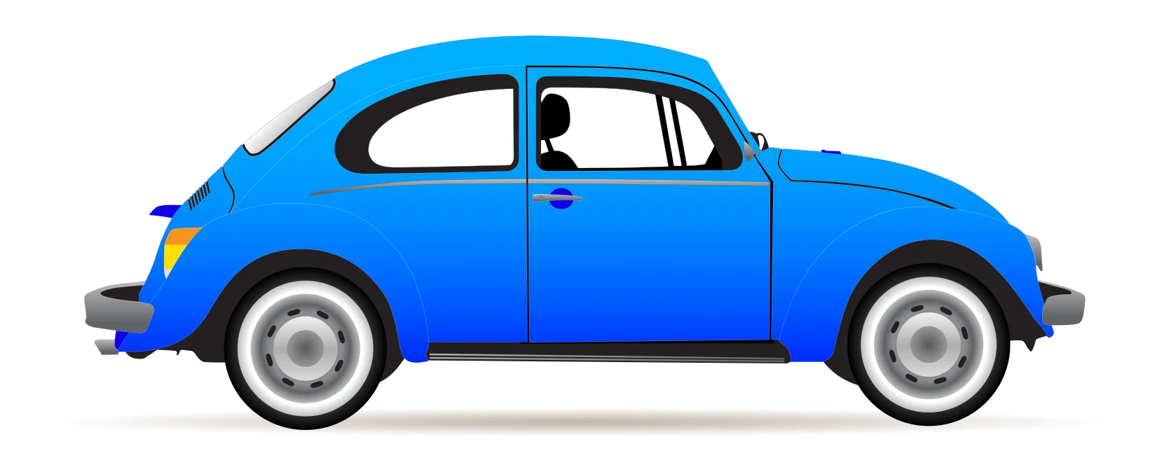 Classic Volkswagen Beetle Blue Vintage Automotive Clipart Illustration