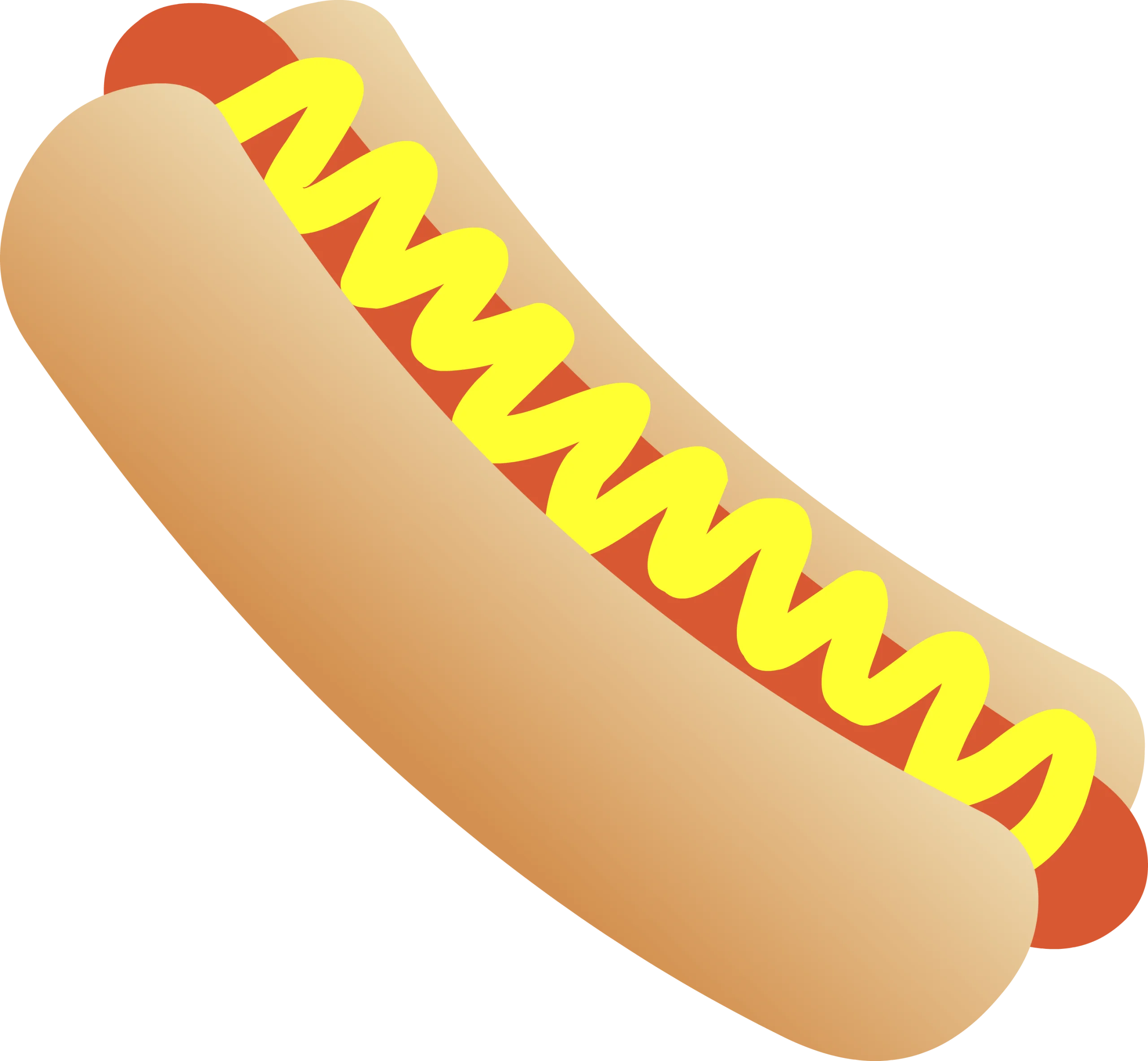Classic Yellow Mustard Zigzag Topped Hot Dog Clipart Design for Food Graphics