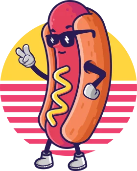 Cool Cartoon Hot Dog Clipart with Sunglasses Striking a Stylish Pose