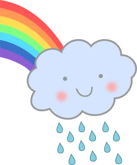 Cute Kawaii Rainy Day Rainbow Cloud Clipart Illustration for Kids