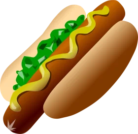 Delicious Classic Hot Dog with Mustard and Relish Cartoon Clipart Illustration