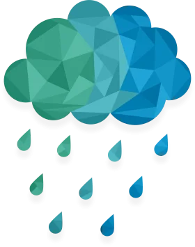 Geometric Cloud Rain Drops Clipart - Stylish Low Poly Weather Illustration