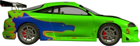 High-Performance Green Sports Car Clipart Design with Racing Modifications
