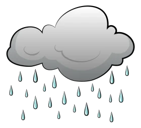 Monochromatic Rainy Cloud Clipart Illustrating Gentle Precipitation Patterns