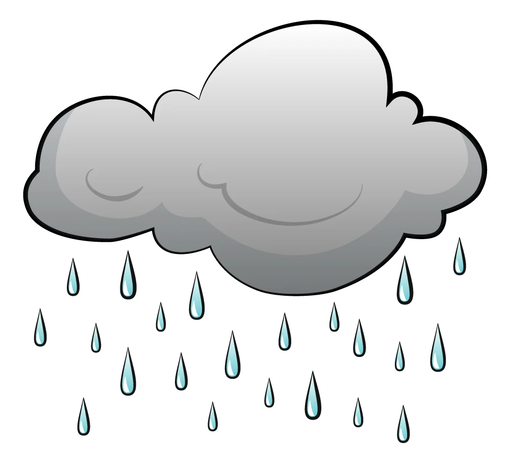 Monochromatic Rainy Cloud Clipart Illustrating Gentle Precipitation Patterns