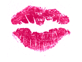 Passionate Crimson Lipstick Kiss Marks Romantic Clipart Design