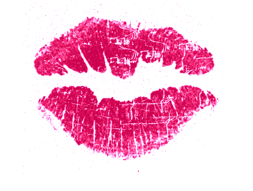 Passionate Crimson Lipstick Kiss Marks Romantic Clipart Design