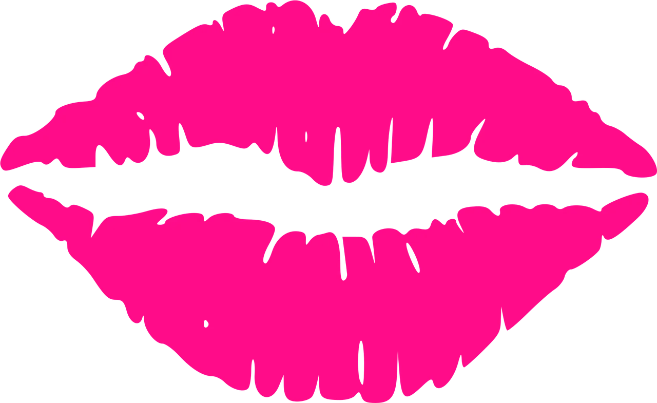 Passionate Hot Pink Lip Mark Romantic Love Symbol Clipart Design