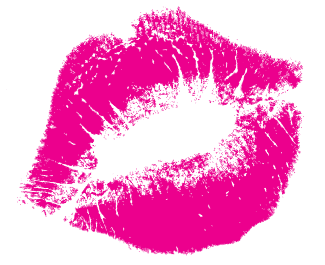 Passionate Hot Pink Lipstick Kiss Mark Clipart Design with Bold Texture