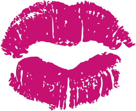 Passionate Magenta Lipstick Kiss Mark Clipart Design with Bold Texture