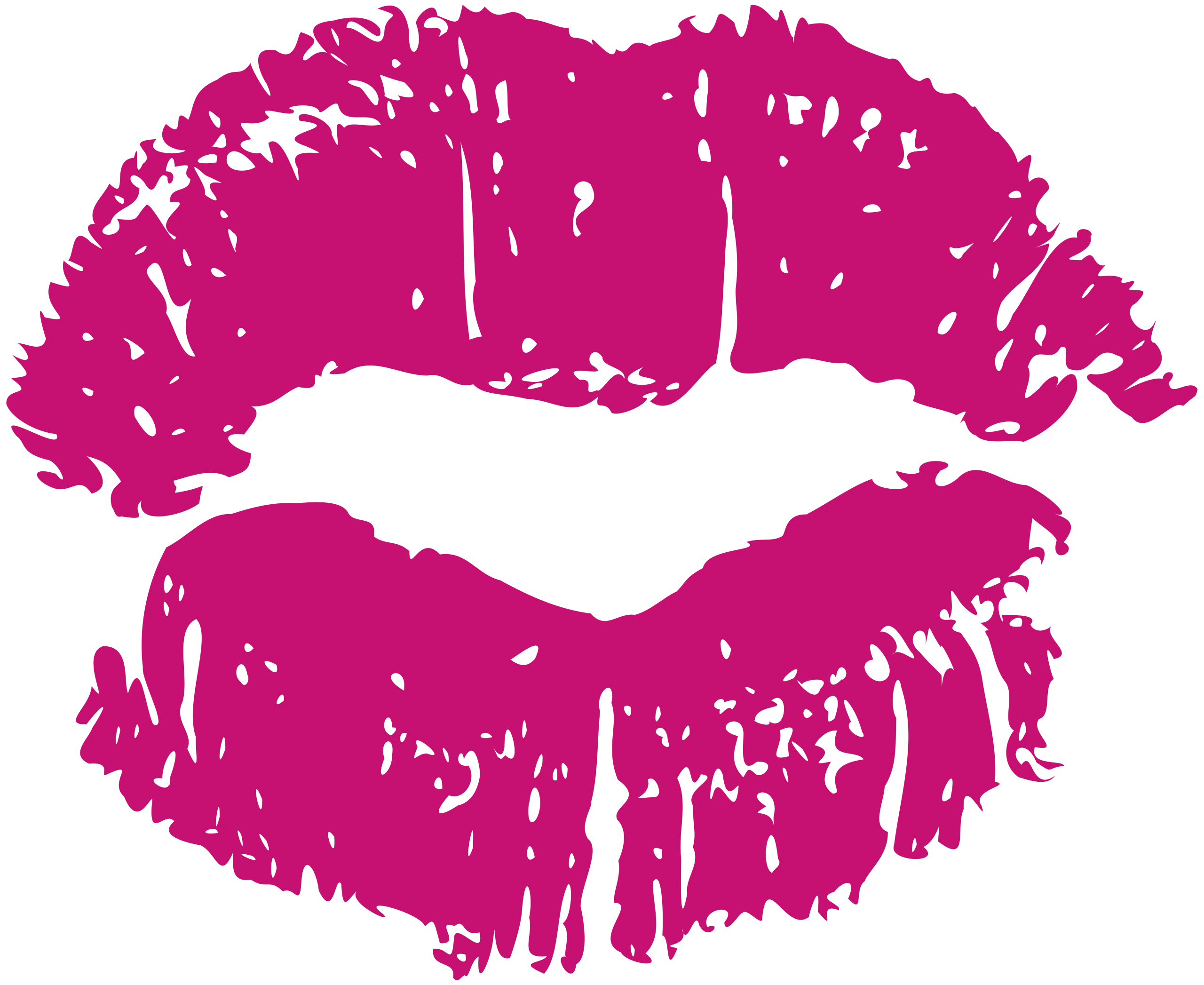 Passionate Magenta Lipstick Kiss Mark Clipart Design with Bold Texture