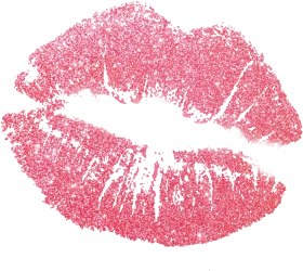 Passionate Pink Sparkling Lip Print Clipart with Glittery Romantic Texture