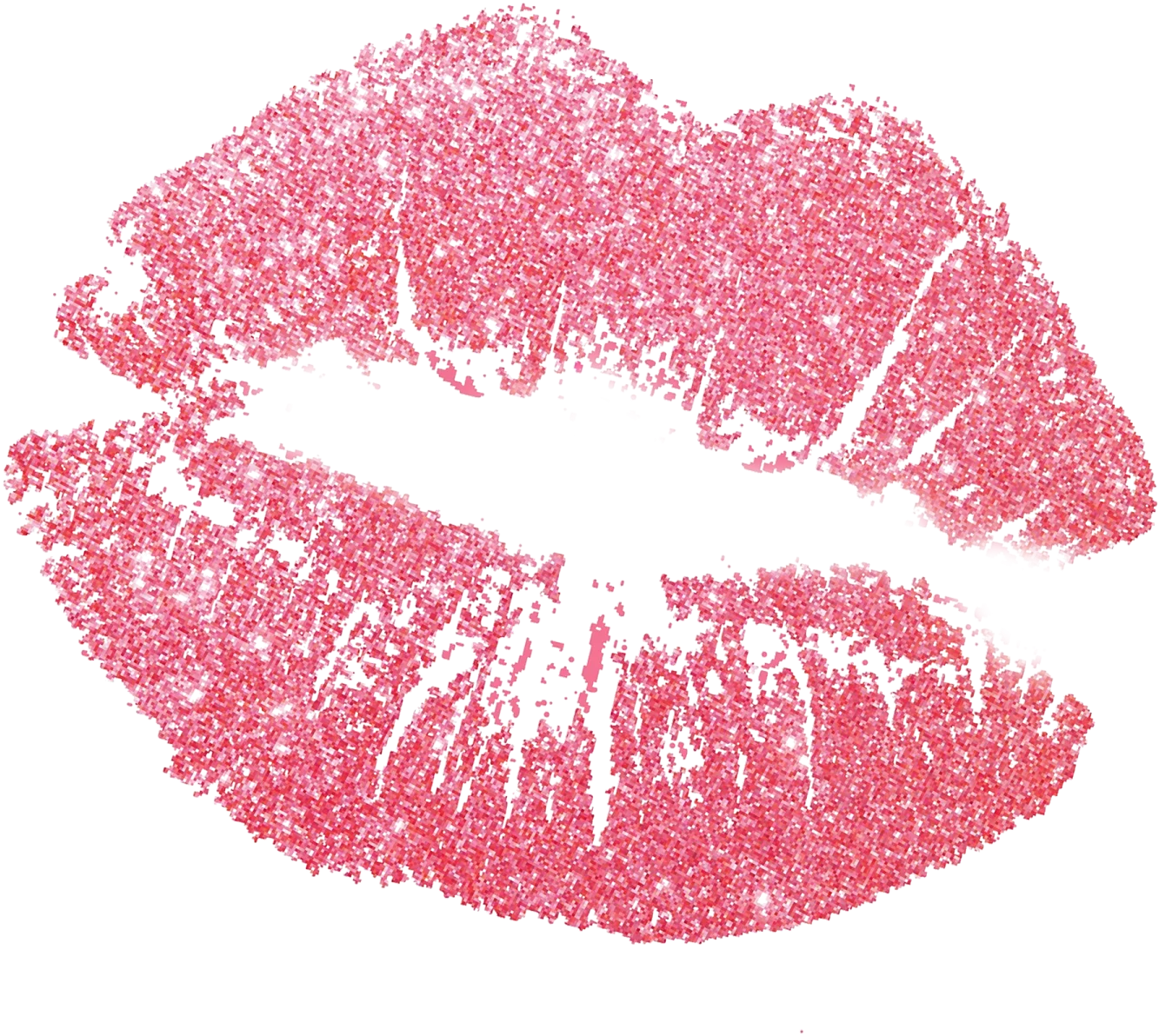 Passionate Pink Sparkling Lip Print Clipart with Glittery Romantic Texture