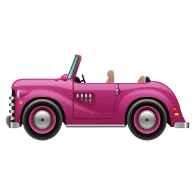 Retro Vintage Pink Convertible Classic Car Cartoon Clipart Illustration