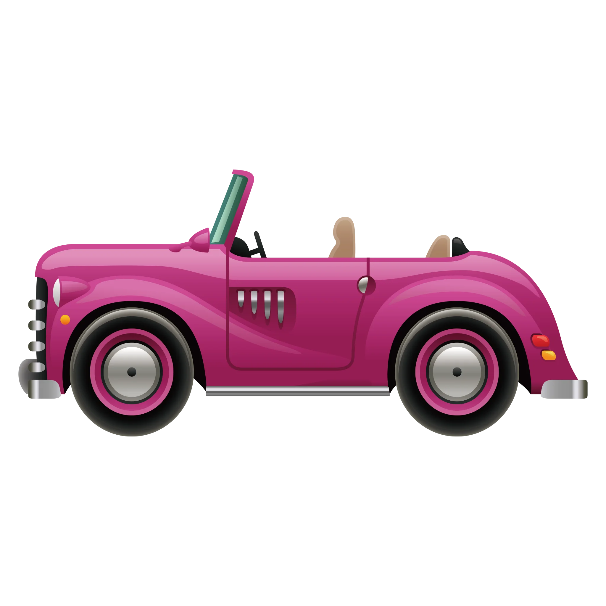 Retro Vintage Pink Convertible Classic Car Cartoon Clipart Illustration
