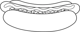 Simple Black and White Line Art Hotdog Clipart with Minimalist Design