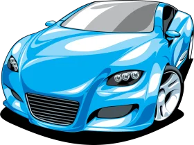 Sleek Blue Sports Car Clipart - Dynamic Automotive Design Illustration