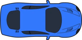 Sleek Blue Sports Car Top-Down View Minimalist Automotive Clipart Design