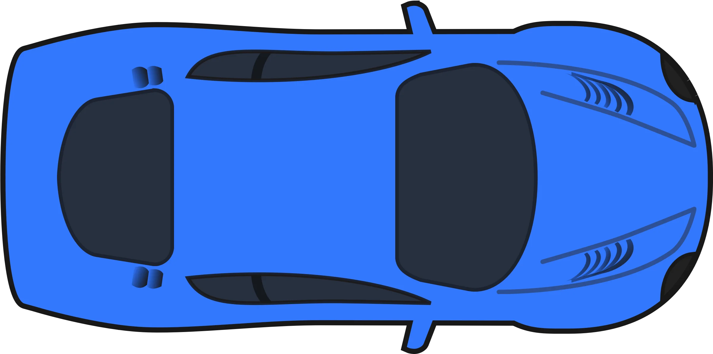 Sleek Blue Sports Car Top-Down View Minimalist Automotive Clipart Design