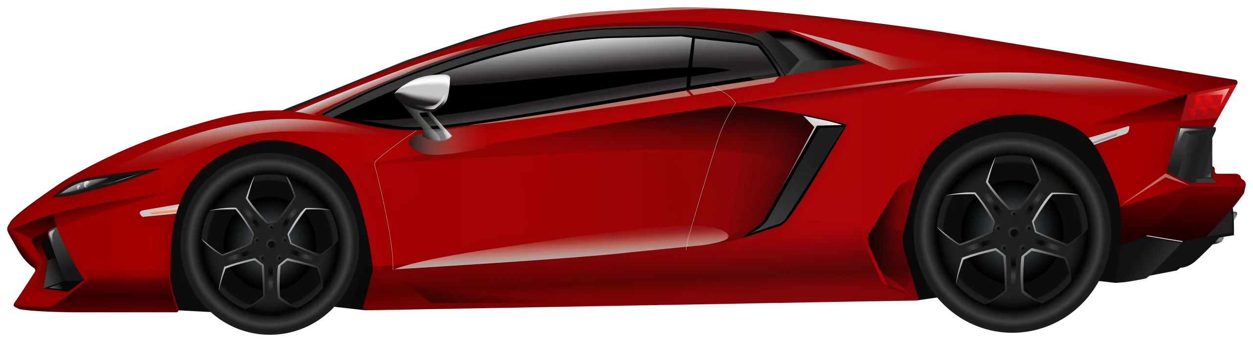 Sleek Crimson Supercar Clipart - Lamborghini Aventador Side Profile Illustration