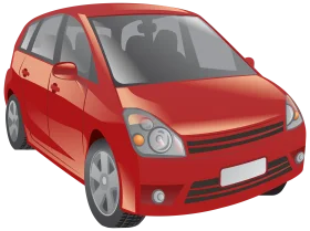 Sleek Red Compact Hatchback Automobile Clipart Illustration Design