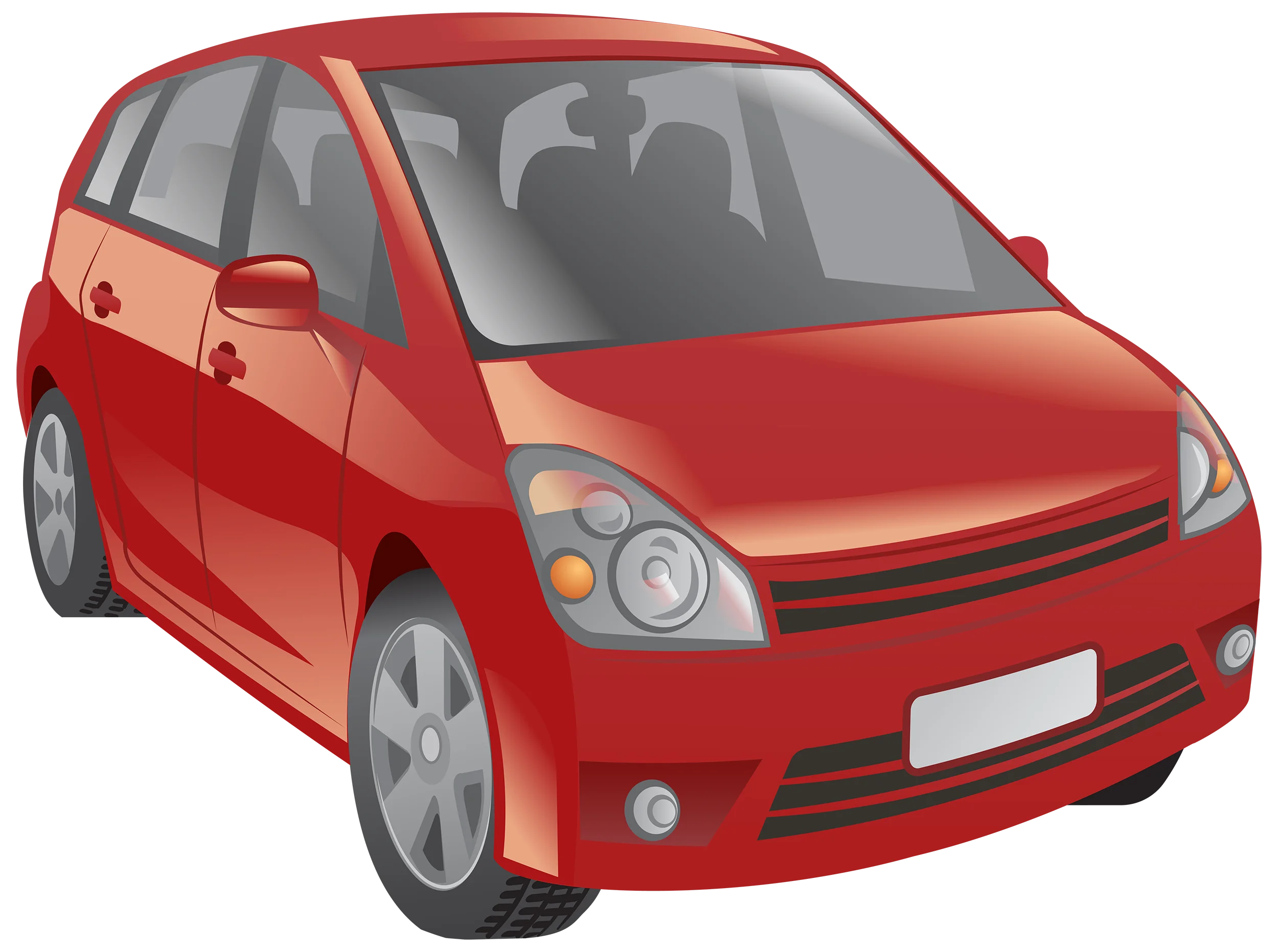 Sleek Red Compact Hatchback Automobile Clipart Illustration Design