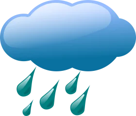 Soft Blue Gradient Cloud Releasing Teal Raindrops Weather Clipart Illustration