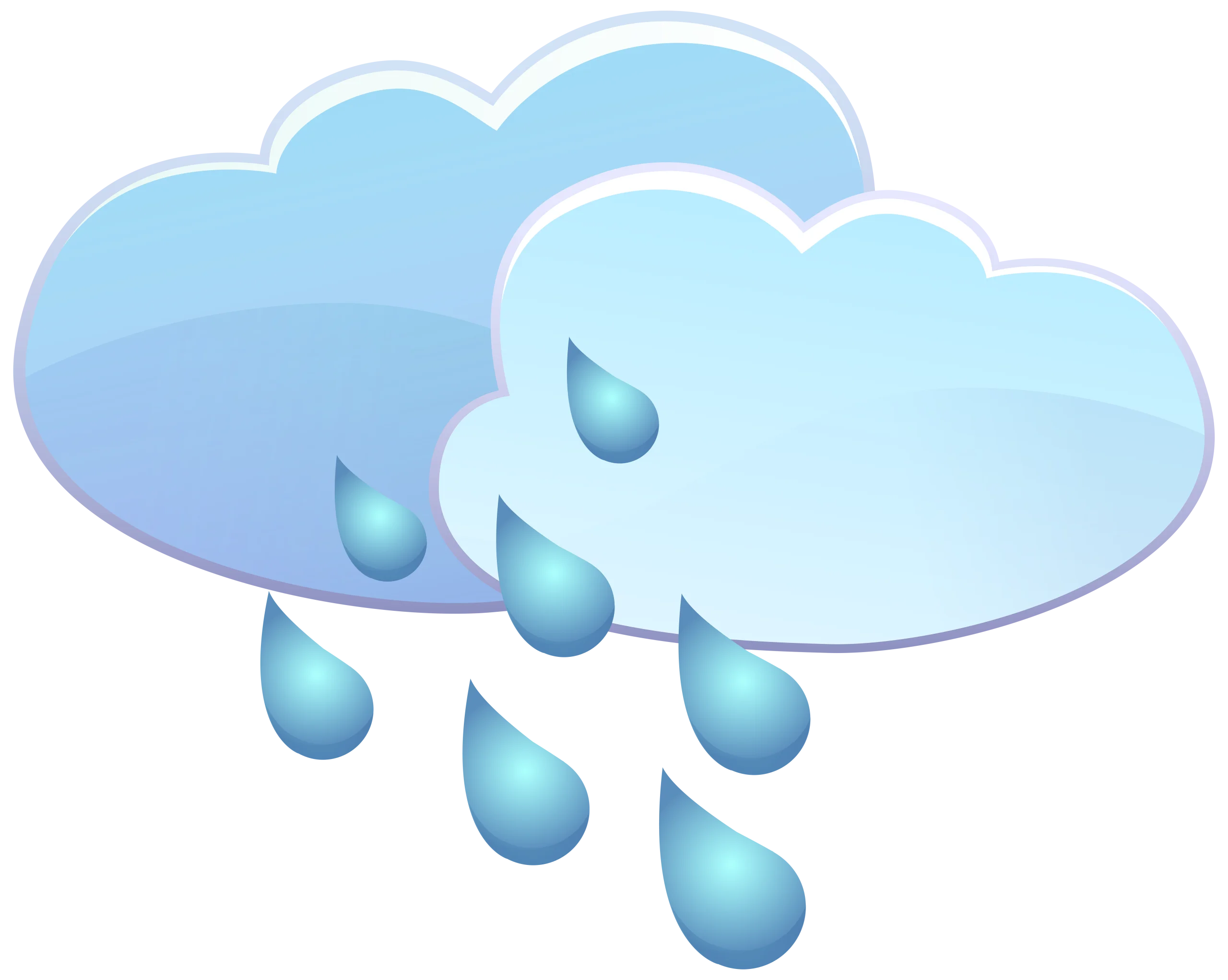 Soft Blue Rainy Clouds Clipart Illustration with Gentle Falling Droplets