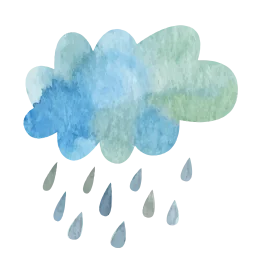 Soft Watercolor Rainy Cloud Clipart: Gentle Droplets Falling from Pastel Sky