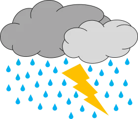 Stormy Weather Clipart Illustration Featuring Rainclouds and Lightning Bolt