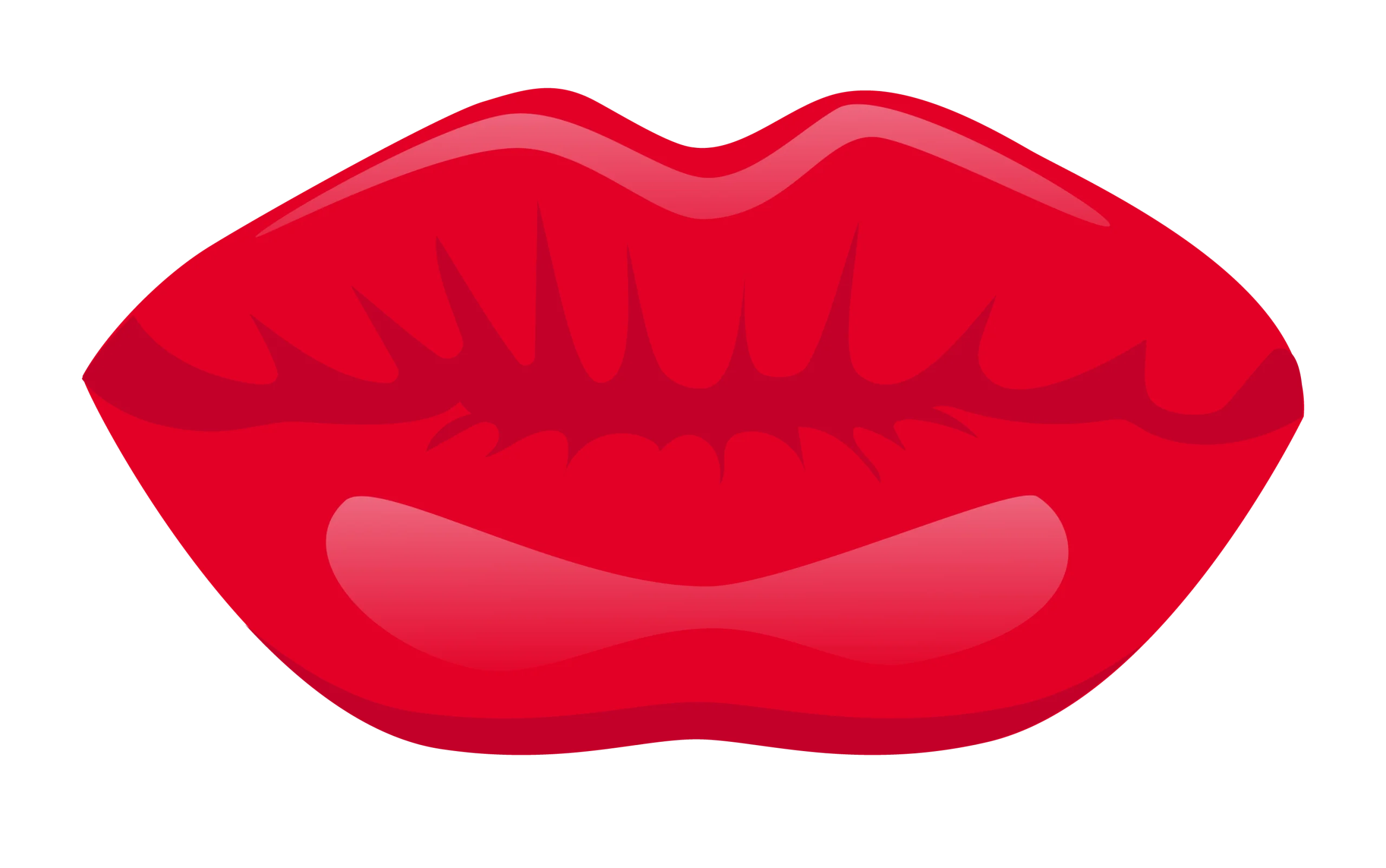 Stylized Red Lip Shape Graphic Design Clipart - Bold Romantic Symbol