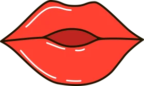 Stylized Red Lips Clipart: Bold and Playful Graphic Design Element