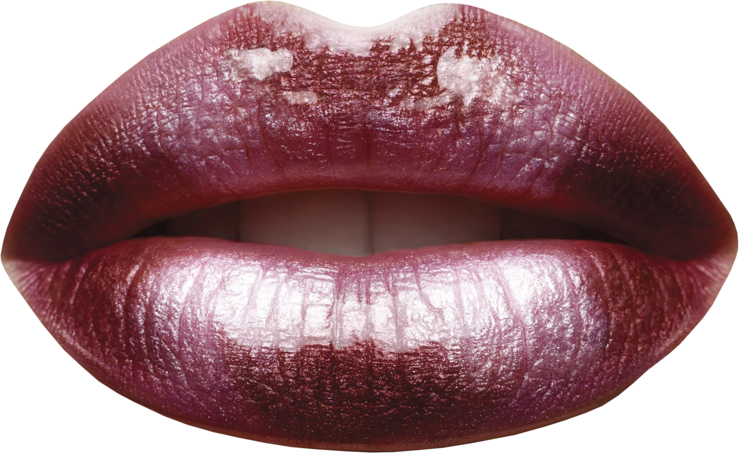 Sultry Deep Crimson Metallic Lip Clipart with Sensual Gradient Sheen