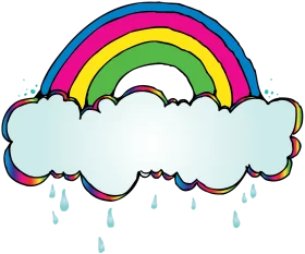Whimsical Rainbow Rain Cloud Clipart - Cheerful Cartoon Weather Illustration
