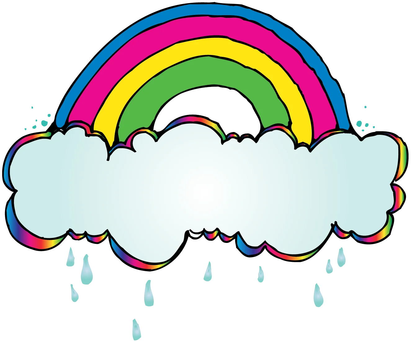 Whimsical Rainbow Rain Cloud Clipart - Cheerful Cartoon Weather Illustration