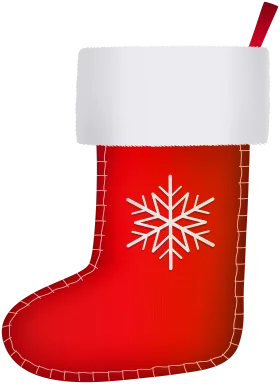 Classic Red Christmas Stocking Clipart with Elegant Snowflake Design