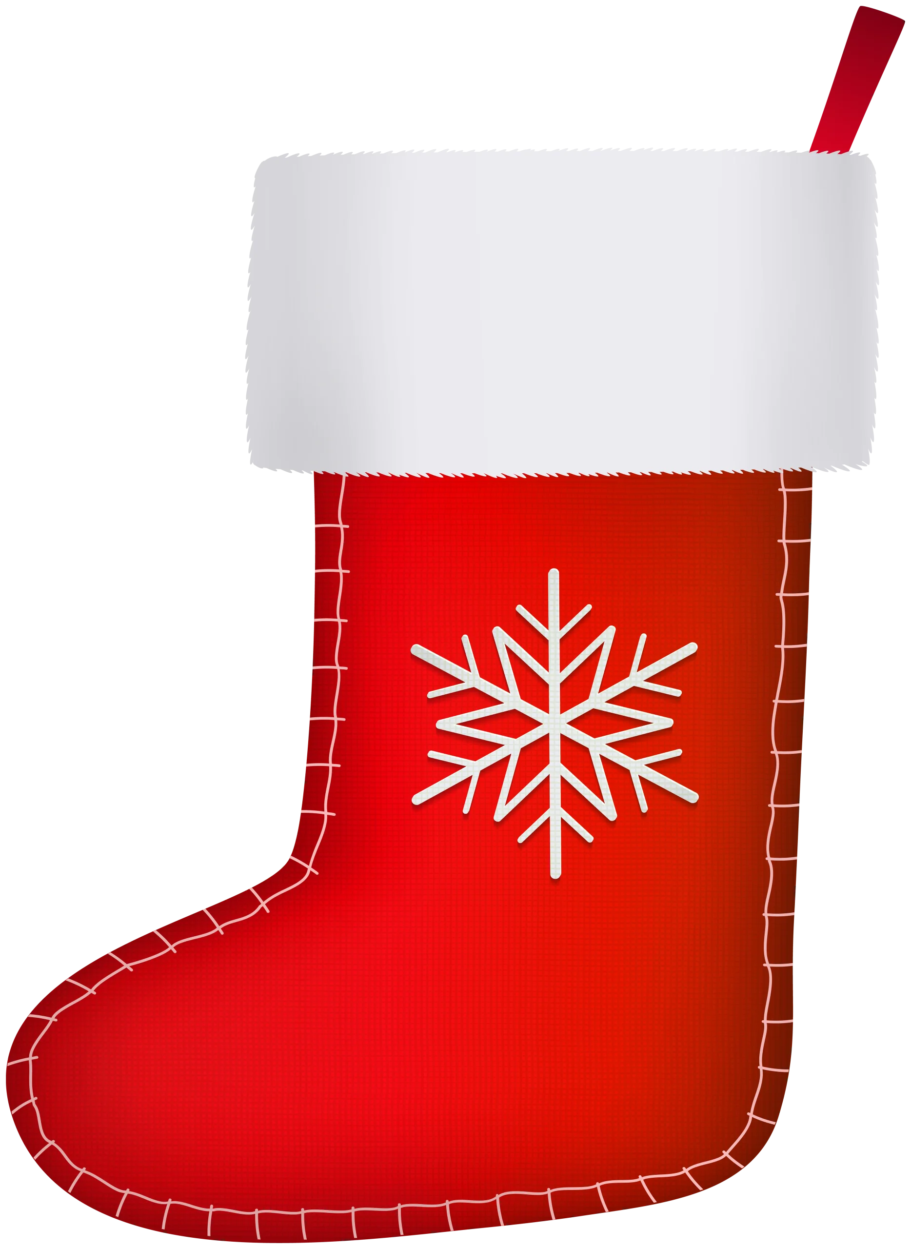 Classic Red Christmas Stocking Clipart with Elegant Snowflake Design
