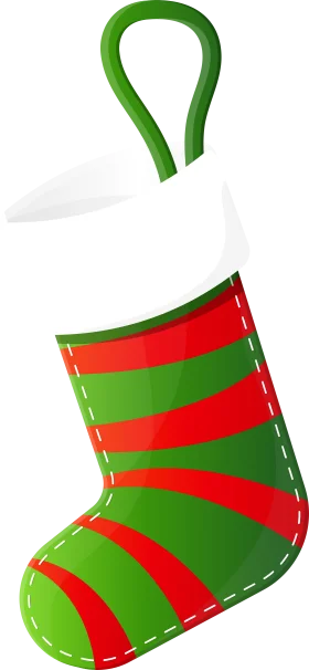 Festive Christmas Stocking Clipart with Bright Red and Green Stripes