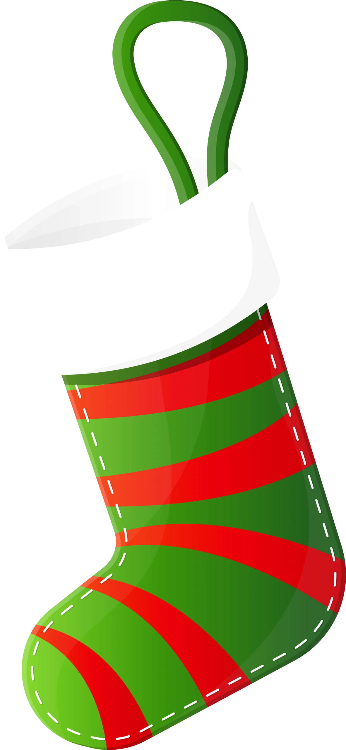 Festive Christmas Stocking Clipart with Bright Red and Green Stripes