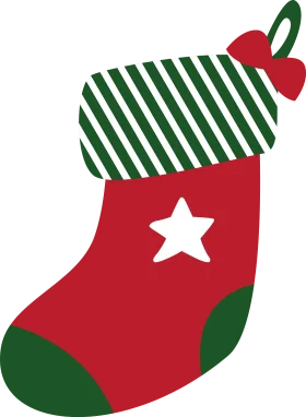 Festive Christmas Stocking Clipart with Star and Striped Top Design