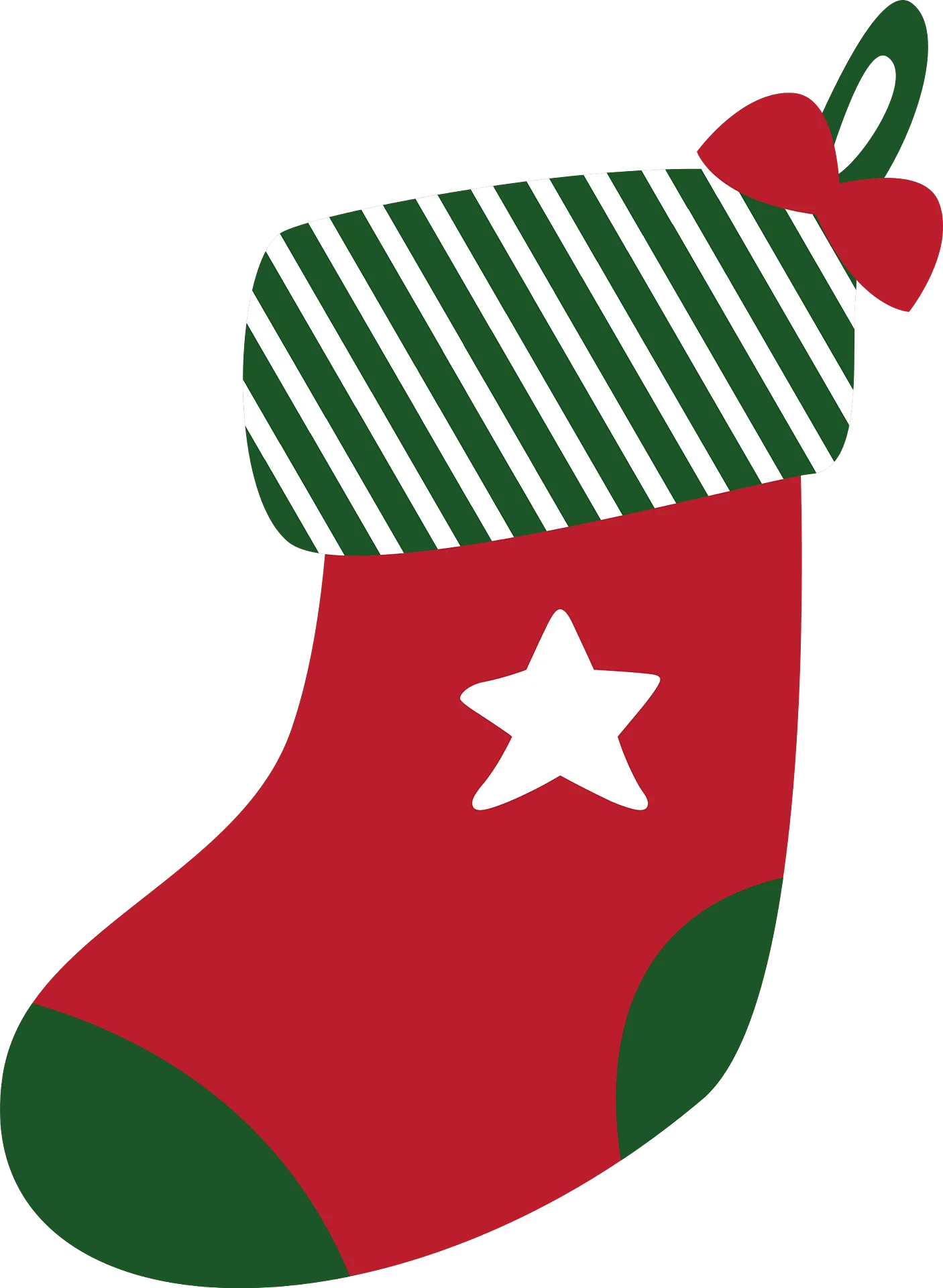 Festive Christmas Stocking Clipart with Star and Striped Top Design