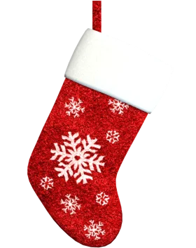 Festive Red and White Snowflake Christmas Stocking Clipart with Elegant Design