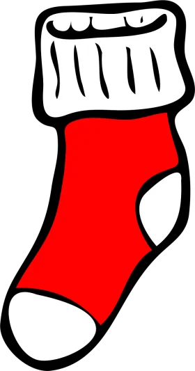 Festive Red Christmas Stocking Clipart with Bold Black Outline Design